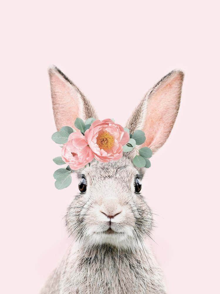 Flower Crown Bunny Pink