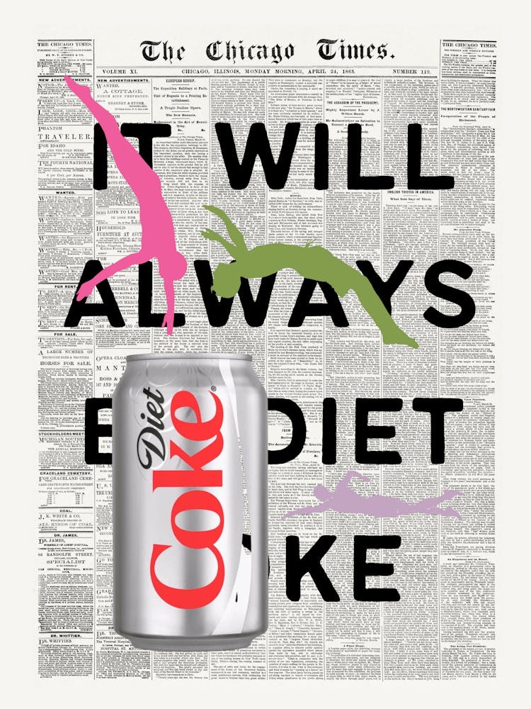 IT WILL ALWAYS BE DIET COKE! Trendy newspaper bar cart decor