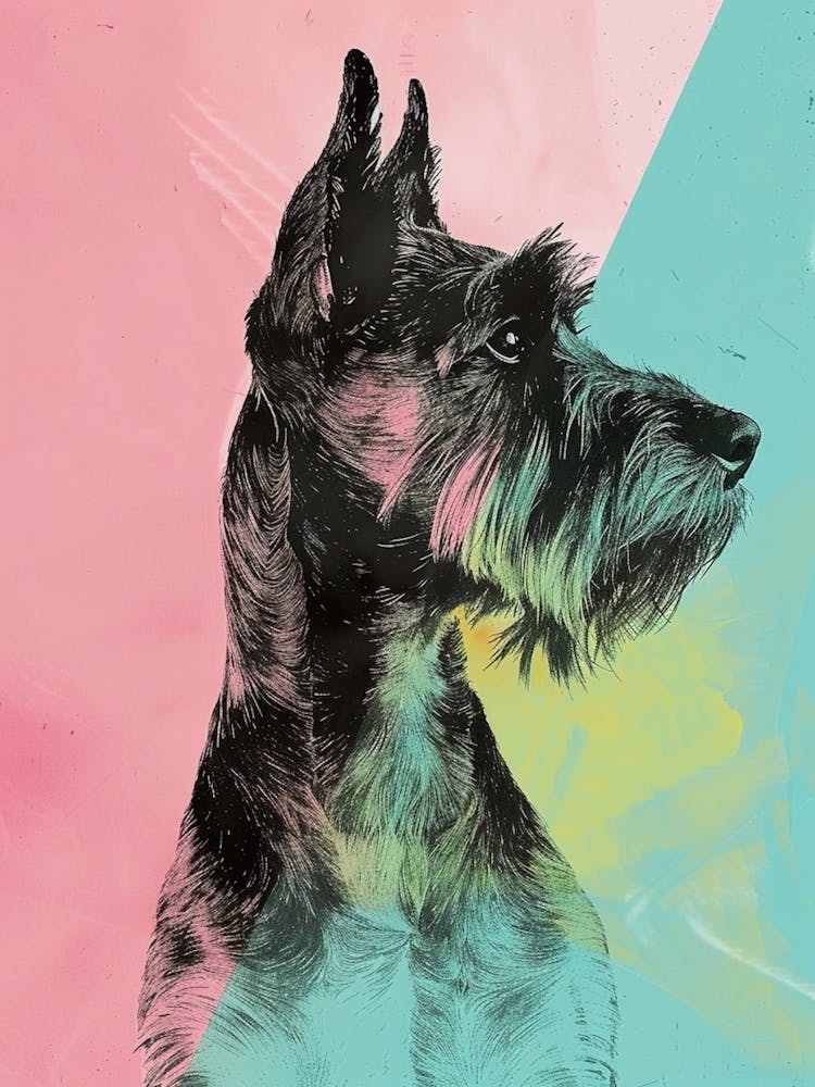 Pastel Irish Terrier Dog Pastel Illustration 2