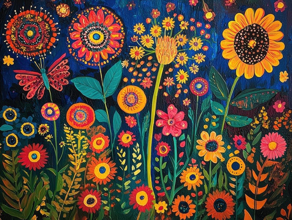 Sunflowers And Butterflies