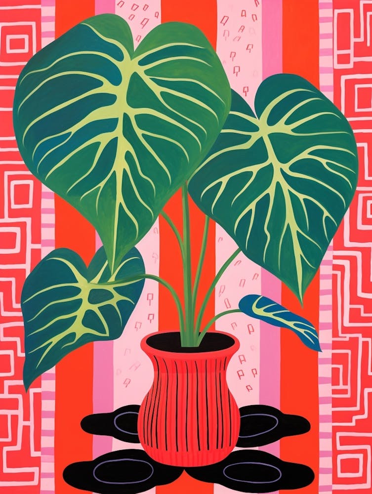 Pink And Red Plant Illustration Monstera Mint 1