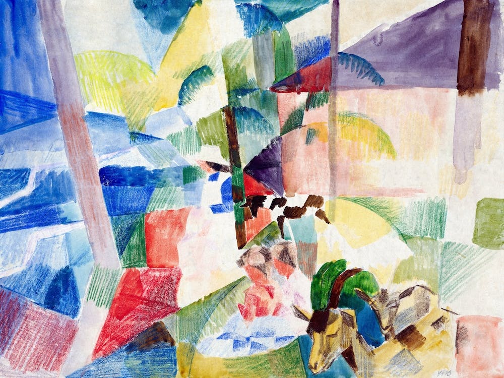 Landscape With Children And Goats, August Macke