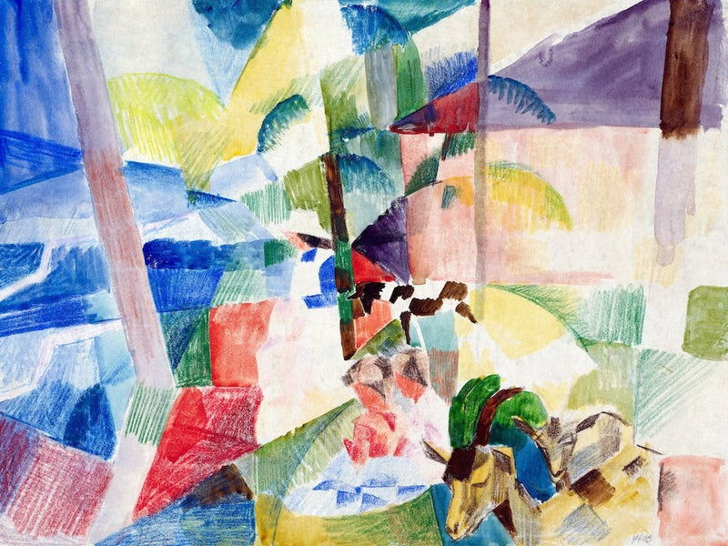 Landscape With Children And Goats, August Macke