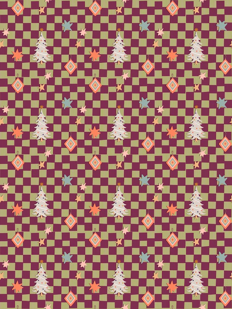 Christmas Tree Pattern Vintage Checkered