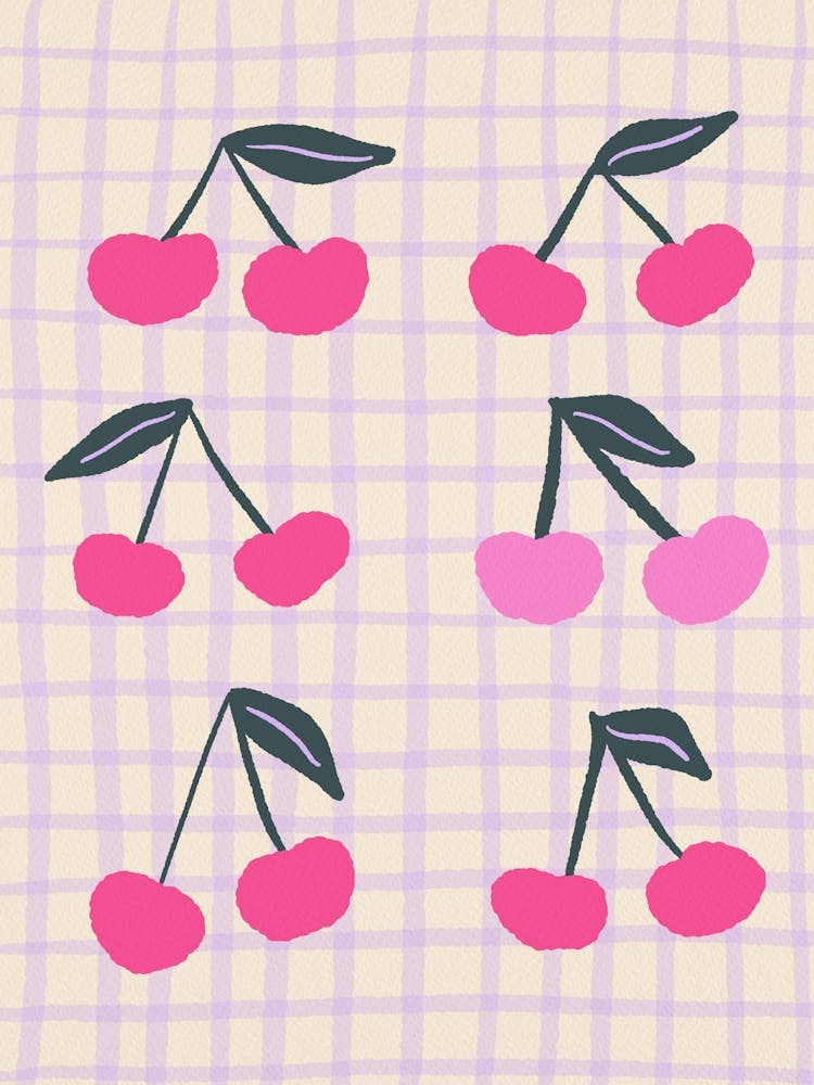 Cherries Grid Background