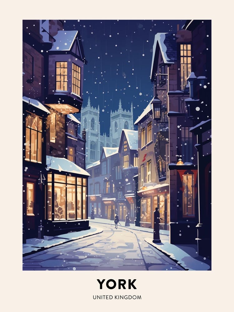 Winter Night  Travel Poster York United Kingdom 4