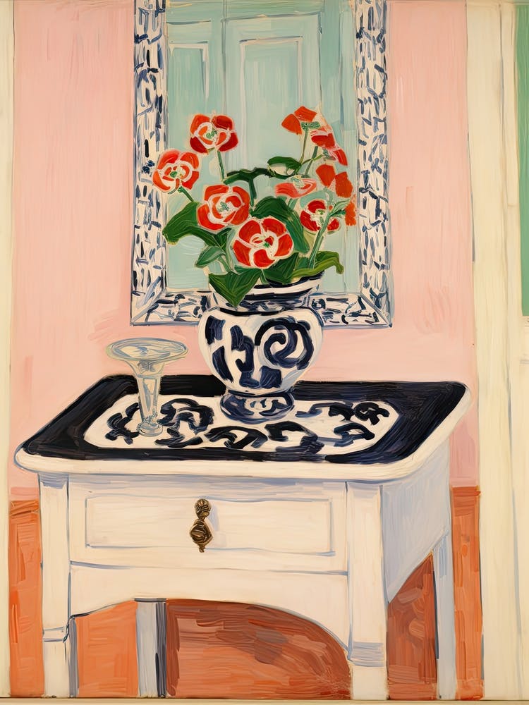 Bathroom Vanity Painting With A Pansy Bouquet 3