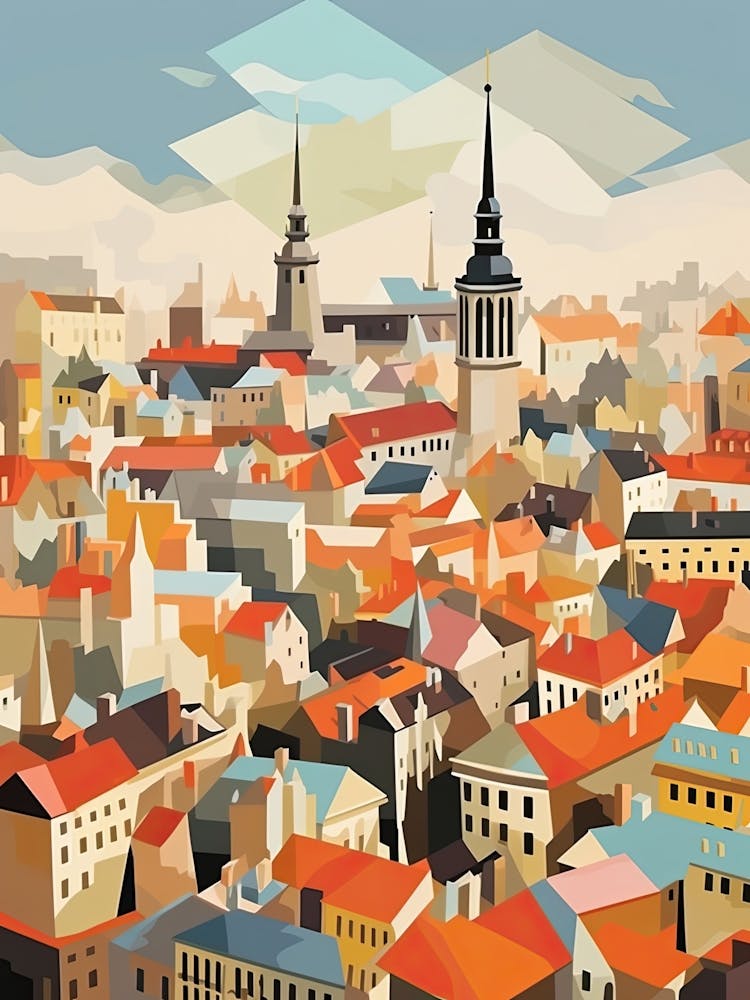 Kraków, Poland, Geometric Illustration 1