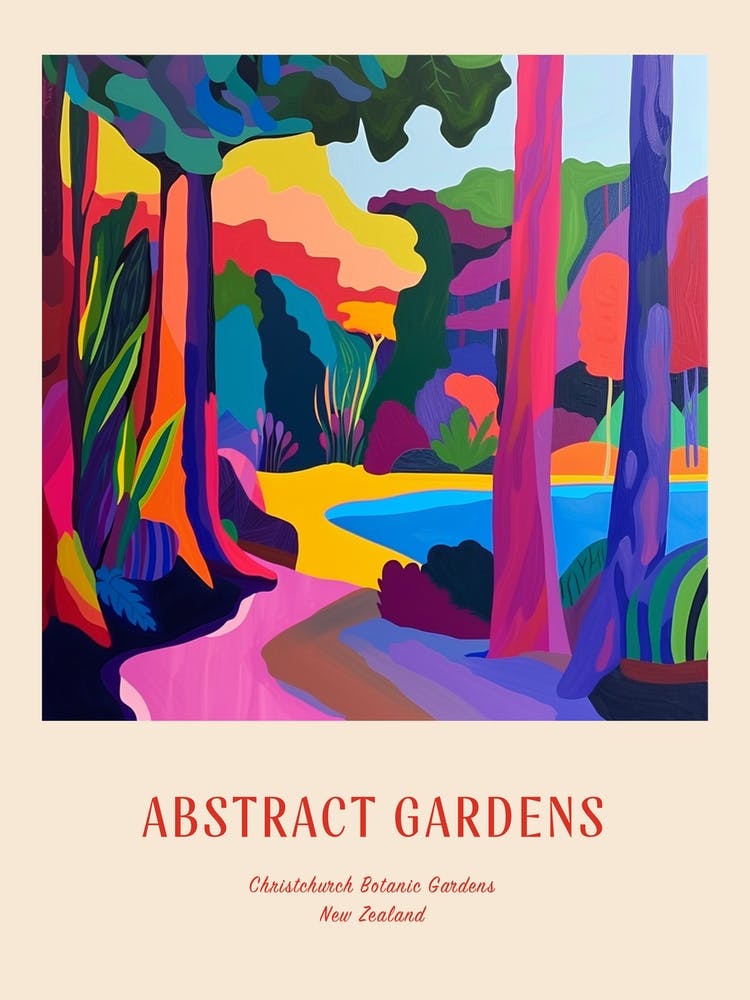 Colourful Gardens Christchurch Botanic Gardens New Zealand 3 Red Poster