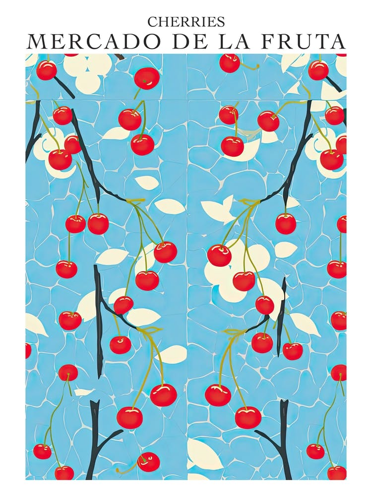 Mercado De La Fruta Cherries Illustration 1 Poster