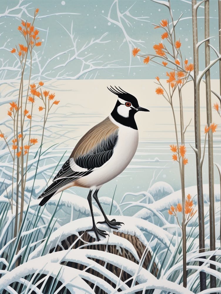 Winter Bird Painting Lapwing 4