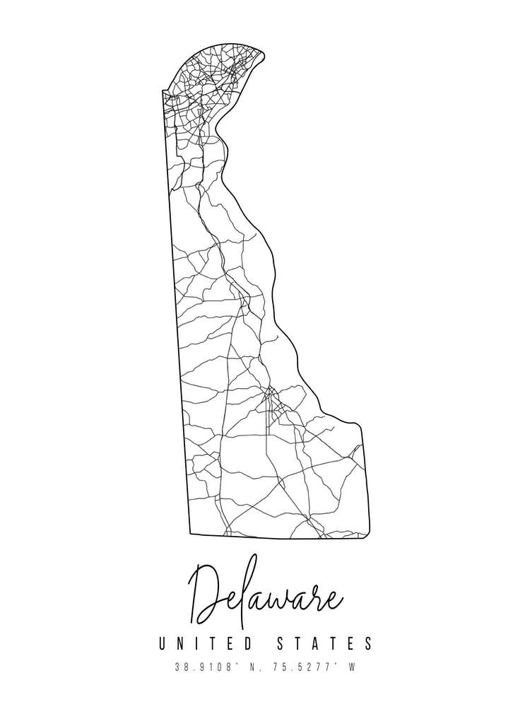 Delaware Minimal Street Map