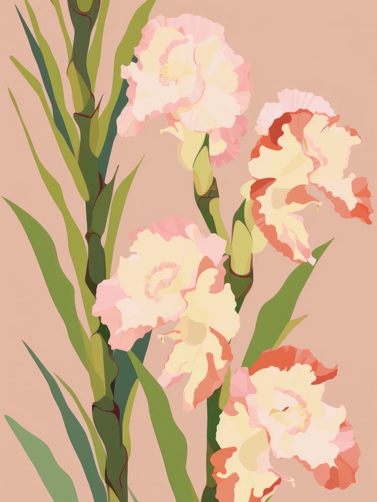 Gladioli Flower Big Bold Illustration 1