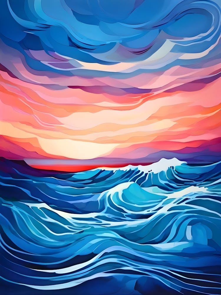 Ocean Waves At Sunset 3