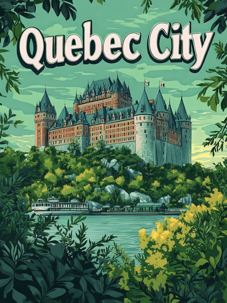 Aihrgdesign A Retro Travel Poster For Quebec City