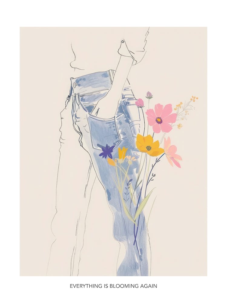 Everything Is Blooming Again Poster Jean Line Art Flowers 4