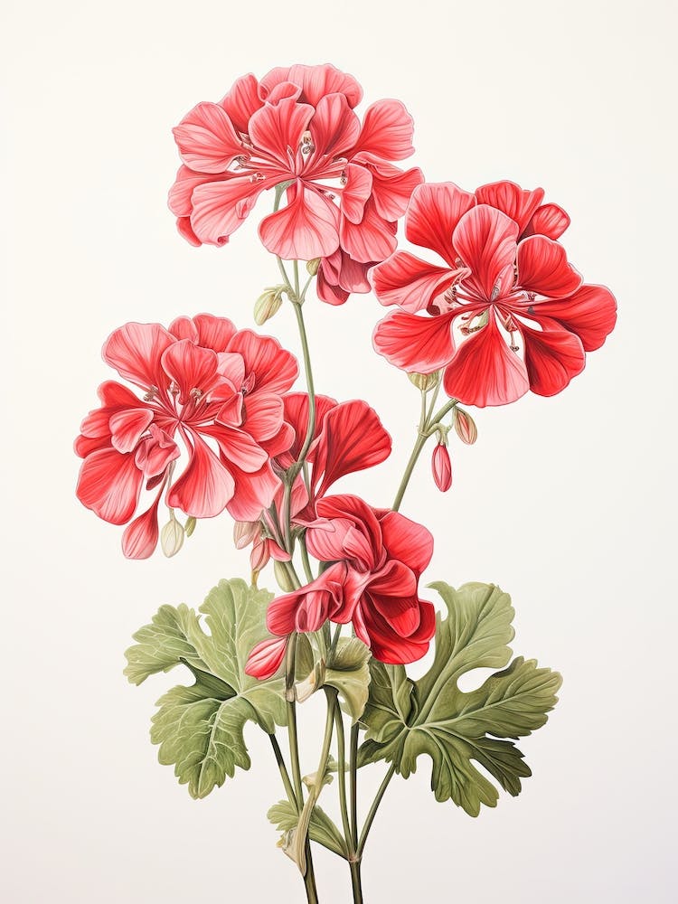 Geraniums Flower Vintage Botanical 1