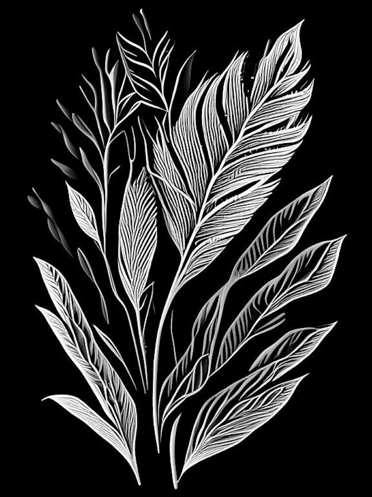 Wheat Leaf Linocut 3