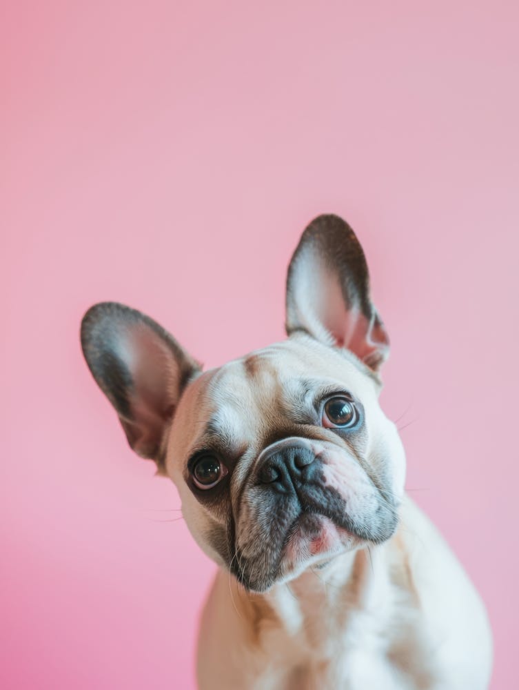 French Bulldog On Pink Background.Generated AI.