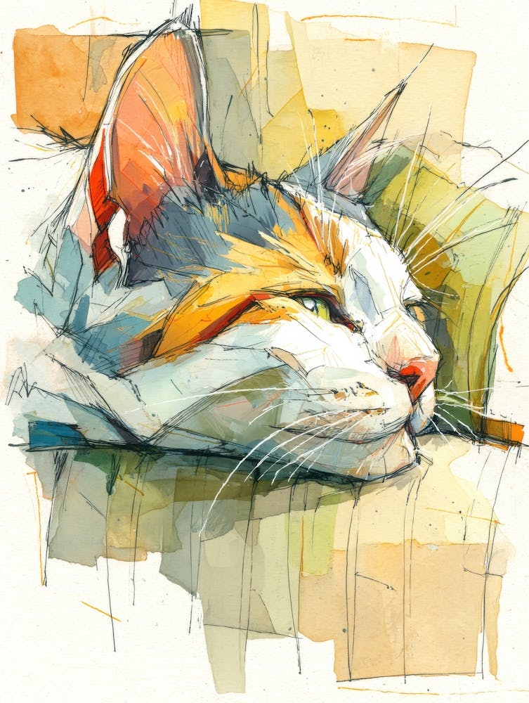 Watercolor Cat On The Couch 8