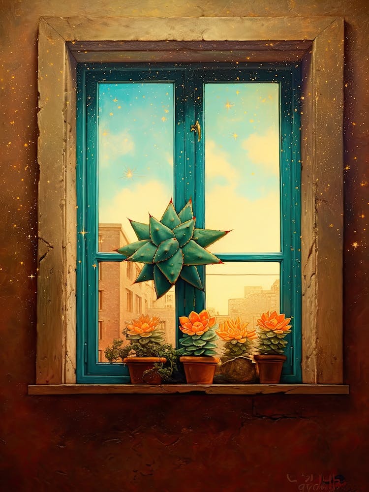 Star Cactus On A Window  2