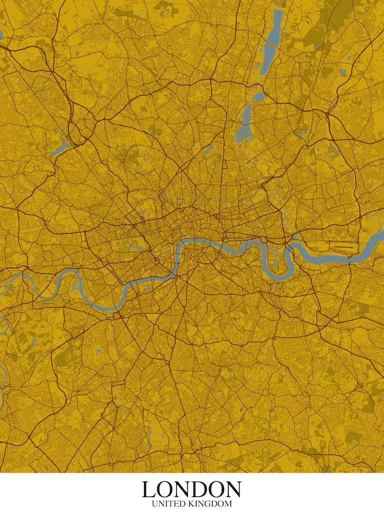 London Yellow Blue Map