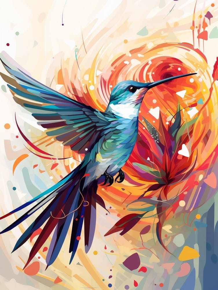 Bird Painting Collage Hummingbird 3