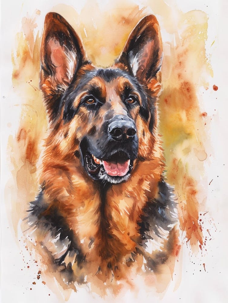 German Shepherd Watercolor Painting 2