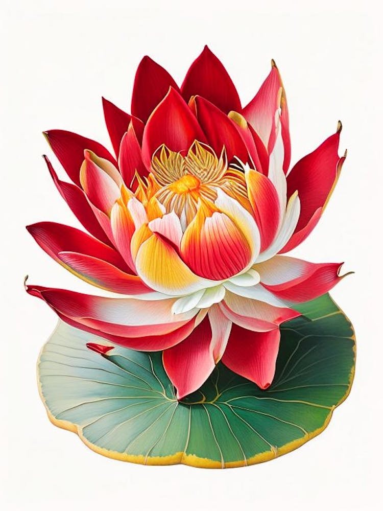 Red Lotus Decoupage 1