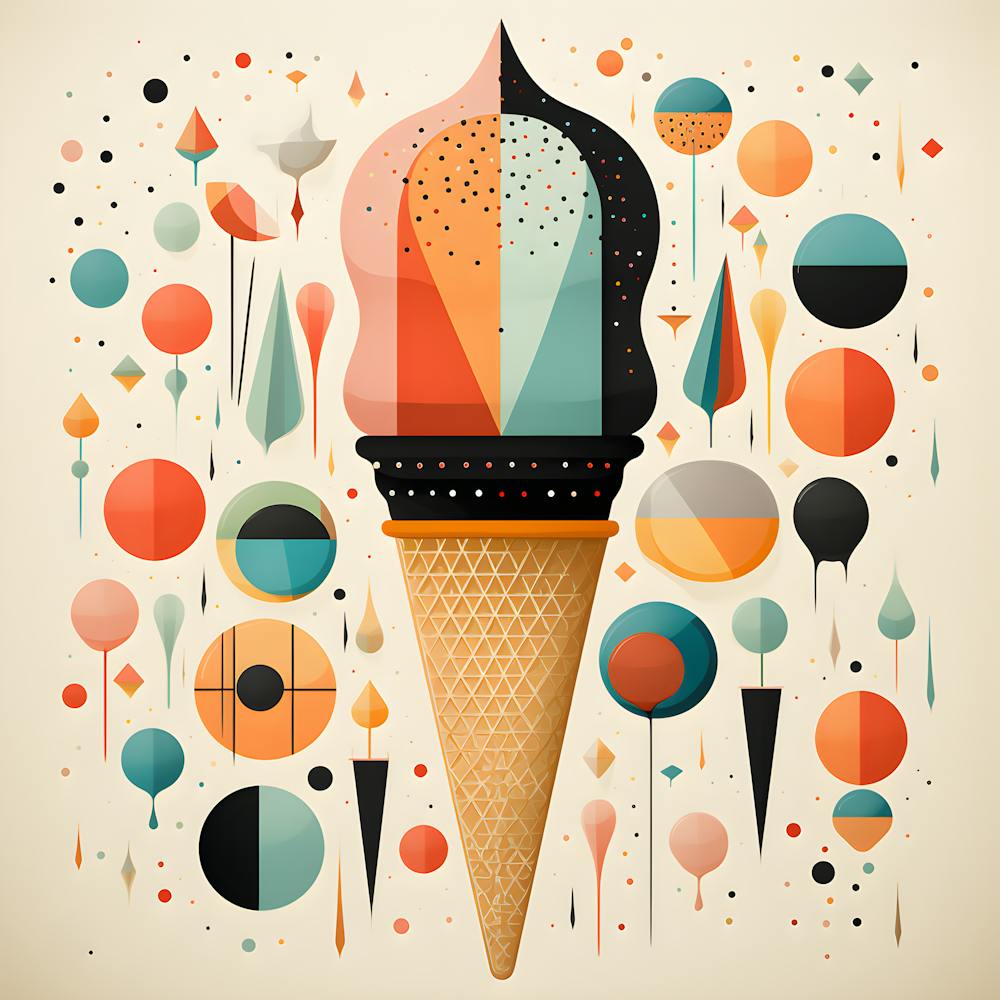 Scoops & Shapes Mid Century Style Ice Cream Artwork