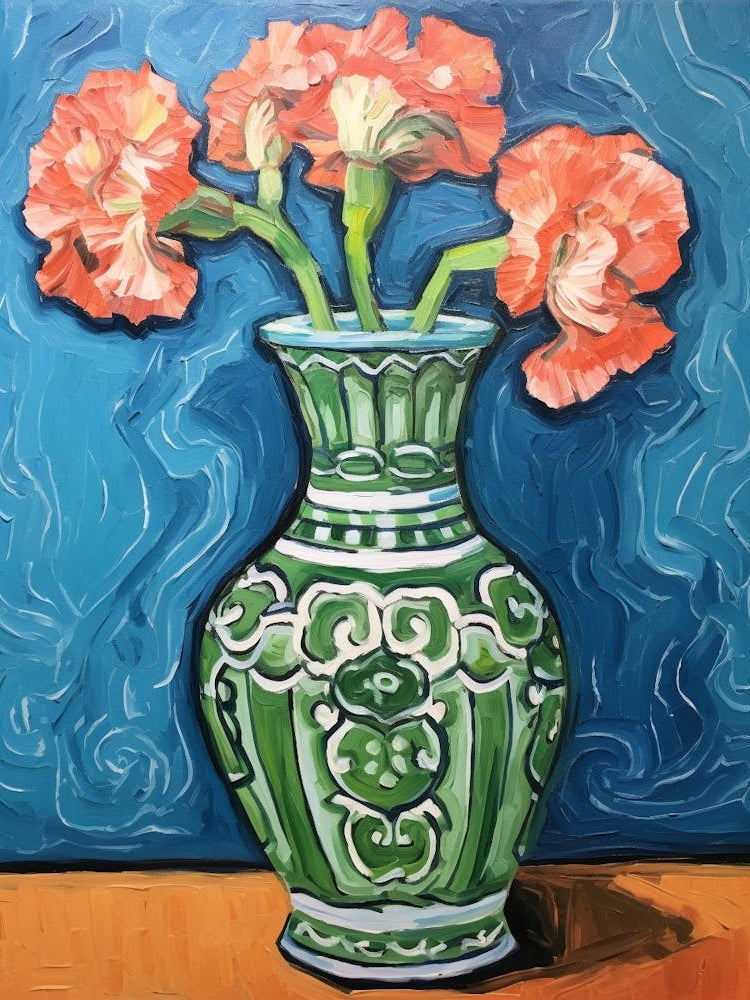 Flowers In A Vase Still Life Painting Carnation 1