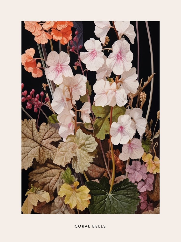 Flower Illustration Coral Bells 3 Poster