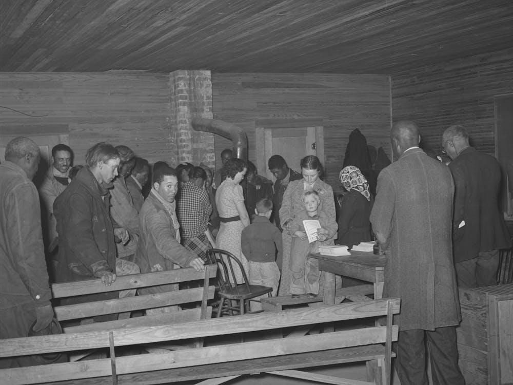 Agricultural Workers Union At Tabor, Oklahoma, Opens With A Prayer By Russell Lee