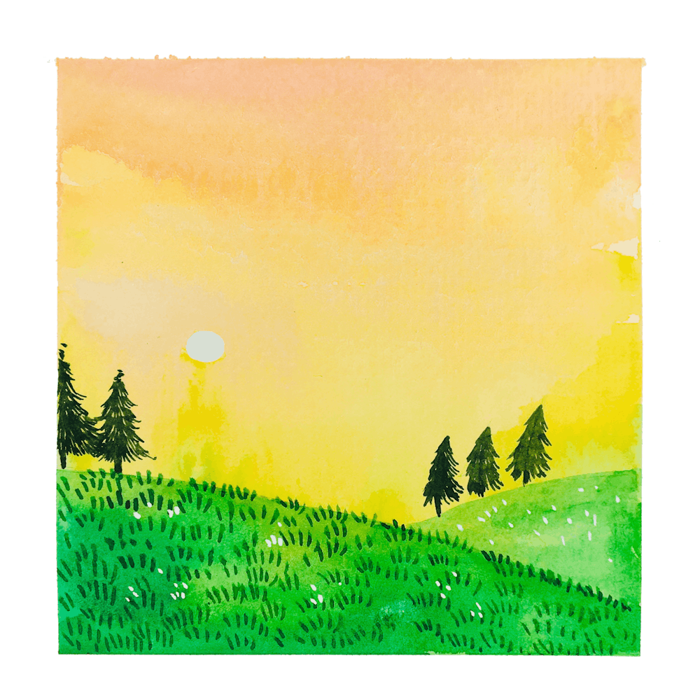 Watercolor Mountain Meadow