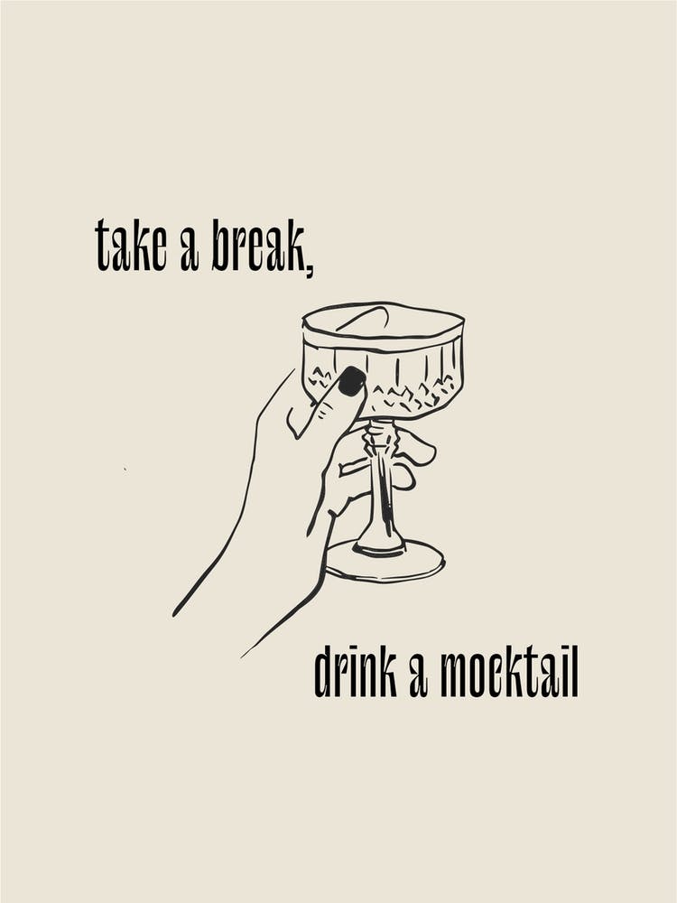 Take A Break, Drink A Mocktail, Line Art