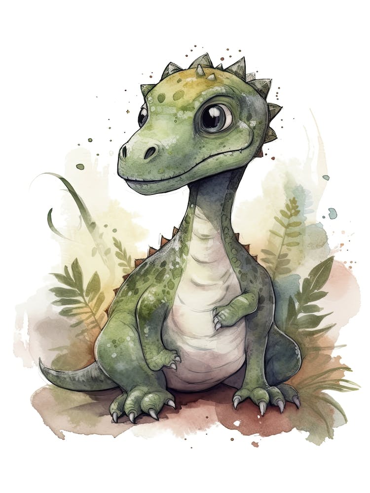 Alectrosaurus Cute Dinosaur Watercolour 4