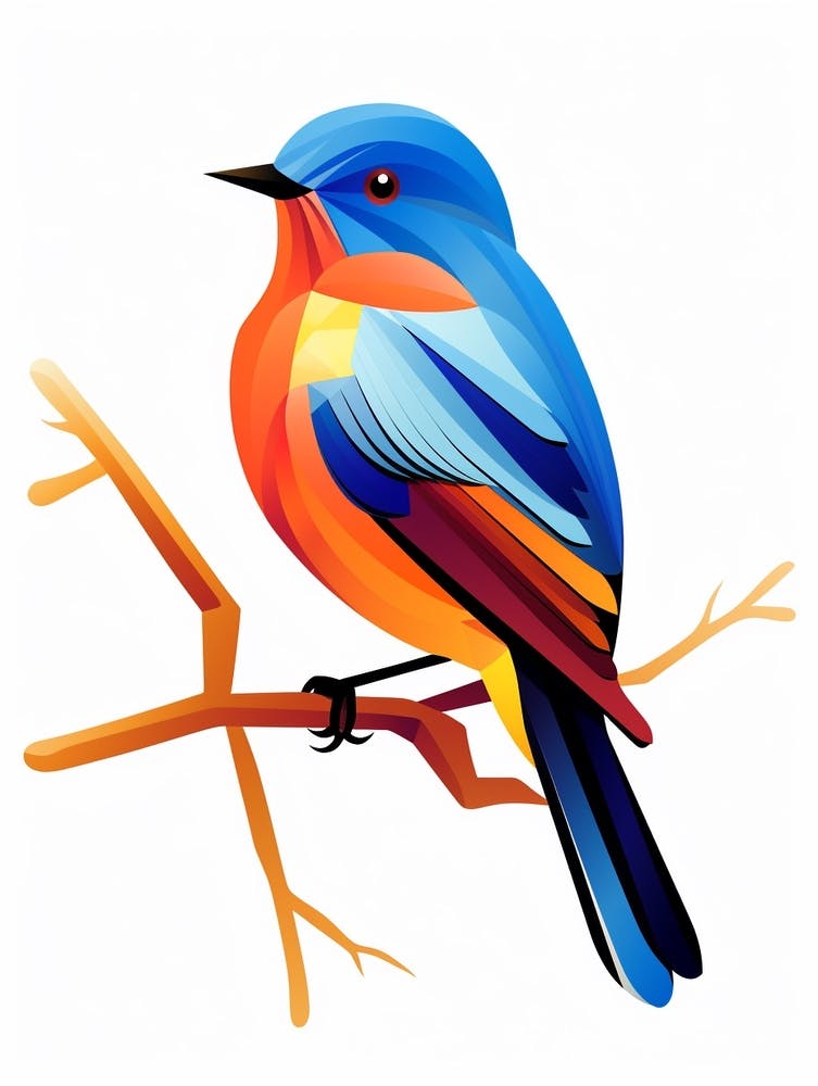 Colourful Geometric Bird Bluebird 2