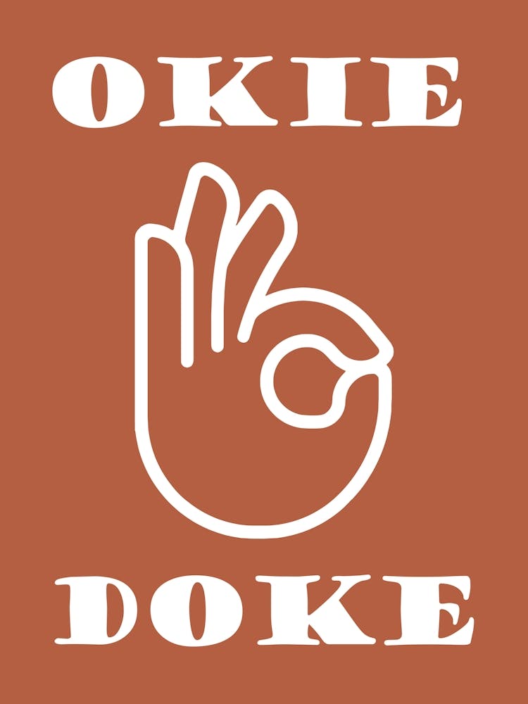 Okie Doke sign Language Print, Trendy Poster, Terracotta Orange Minimalist Home Decor