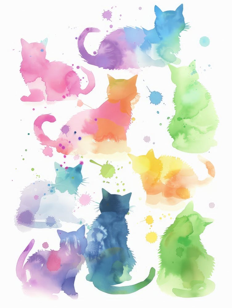 Watercolor Cats 6