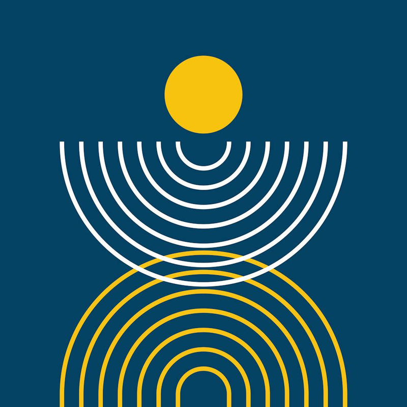 Midcentury Modern Rainbow Arch Sun Abstract A9 In Ocean Navy Blue Mustard Yellow 02