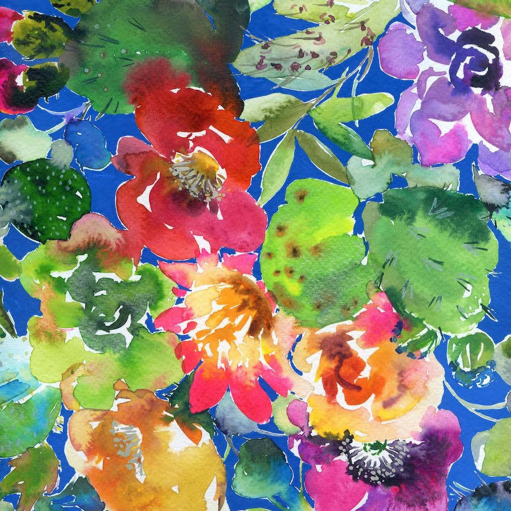 Watercolor Flowers with Cacti