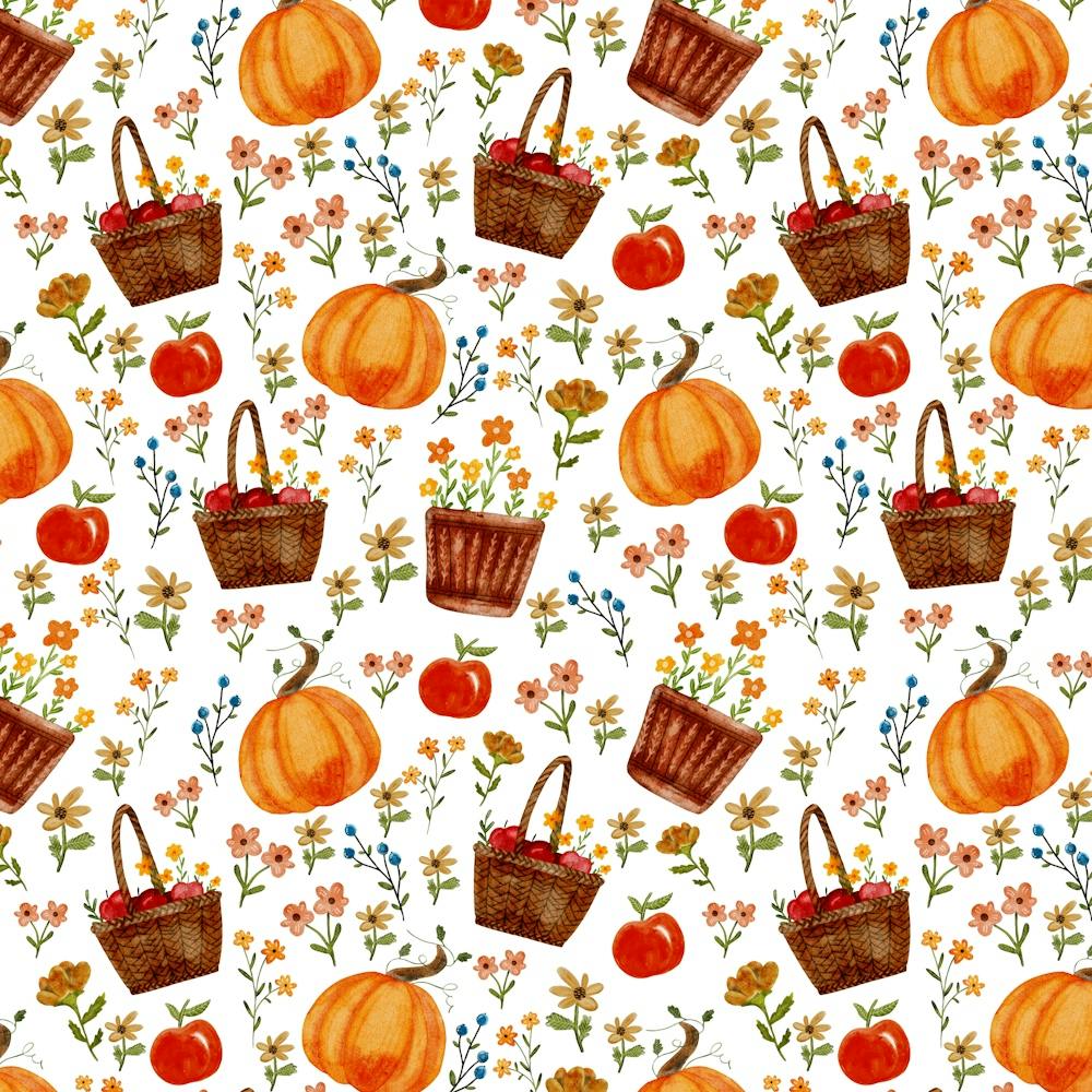 Autumn pumpkin harvest watercolor illustration