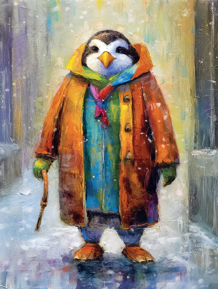 Fashionable Penguin In The Snow