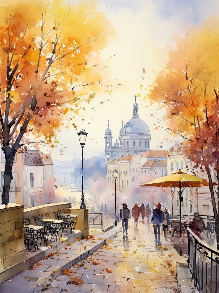 Bratislava Slowakei im Herbst, Aquarell 2