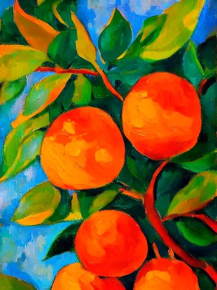 Orange Fruit Vibrant Matisse Inspired Painting Fruit