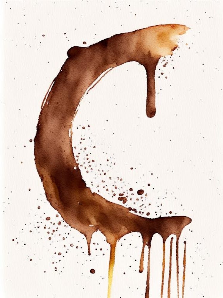 C  Chocolate, Letter, Alphabet Minimalist Watercolour 2