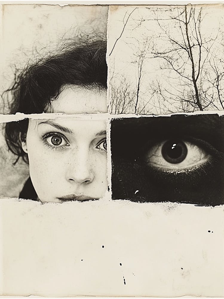Triptyque ''femme, arbre, yeux'' impression d'art