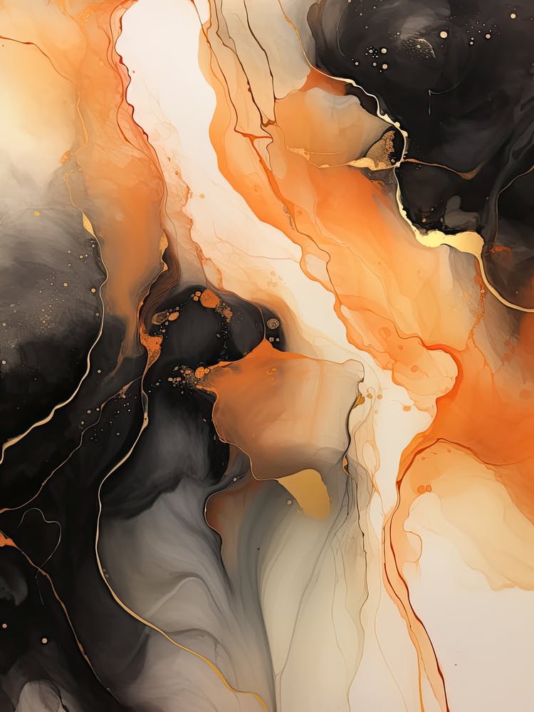 Black And Orange Flow Asbtract Painting 1