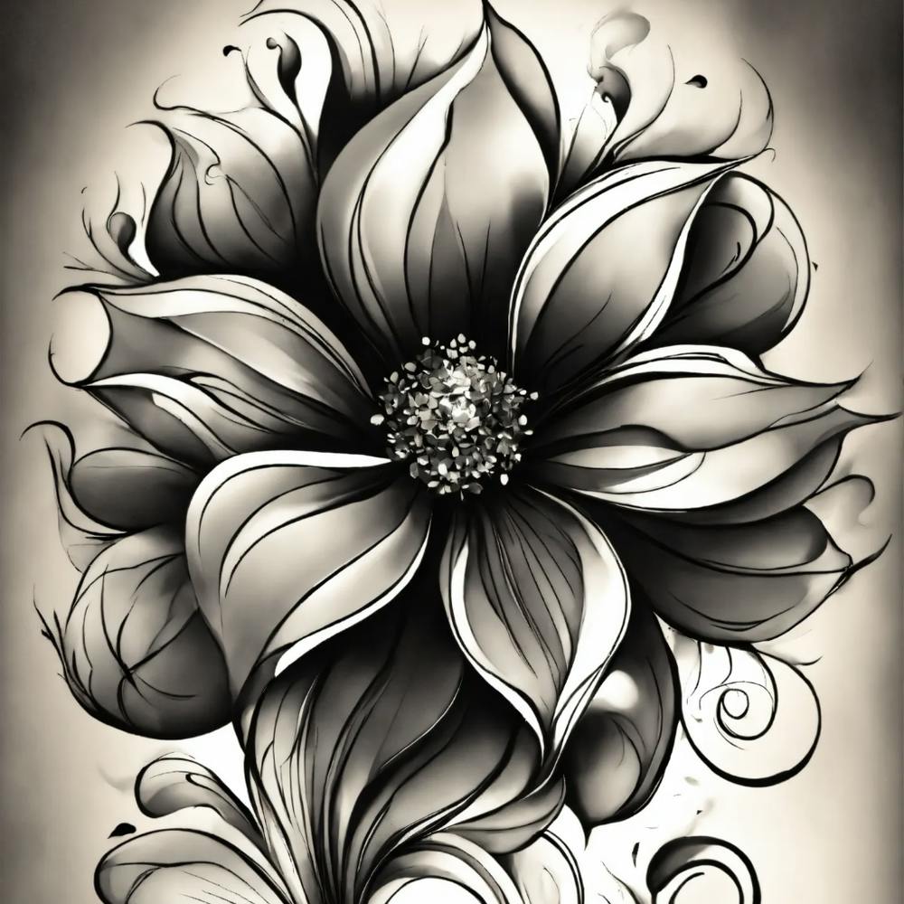 Black And White Flower Tattoo