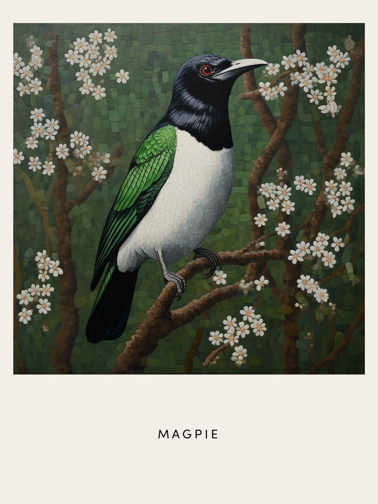 Ohara Koson Inspired Bird Painting Magpie 7 Poster